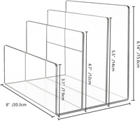 Organisateur de bureau en acrylique transparent à 1 niveau, écologique, 20,3x10,5x15,6 cm, épaisseur 3 mm, présentoir étagé pour papeterie et cosmétiques