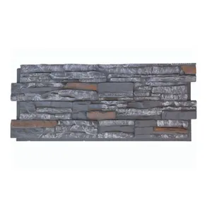 Sahte yumuşak taş dekoratif taş duvar panelleri 3d pvc ahşap kaplama kayrak taş vernik levha uzun boylu bina dekor için
