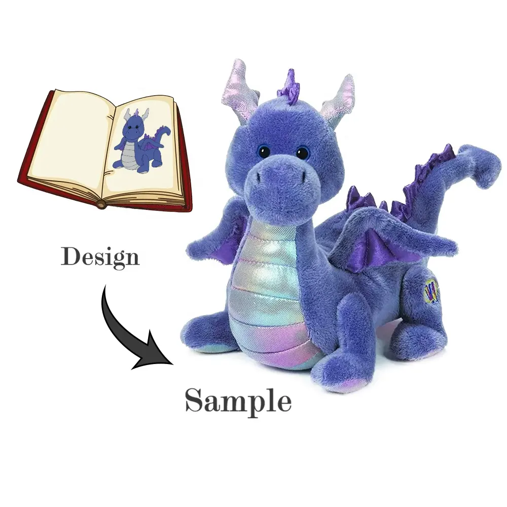 LOGO del marchio carino farcito peluche drago 2023 all'ingrosso personalizzato cartone animato morbido peluche blu dinosauro giocattoli