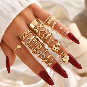 30PCS/<b>Set</b> Trendy <b>Gold</b> Butterfly Pearl <b>Ring</b> <b>Set</b> for Women Jewelry Punk Diamond Crystal Rhinestone Stackable Wedding Gift <b>Rings</b> - Product Image 2