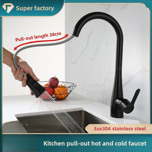 Robinet de <span class=keywords><strong>cuisine</strong></span> extractible chaud/froid en acier inoxydable gris anthracite, design moderne, rotation à 360 degrés, vente en gros - Product Image 3