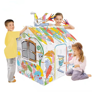 Large DIY Jungle Graffiti House 4 Creative <b>Cardboard</b> Painting Drawing Board Toys for Kids Cross-Border Educational Paper Direct - Product Image 2