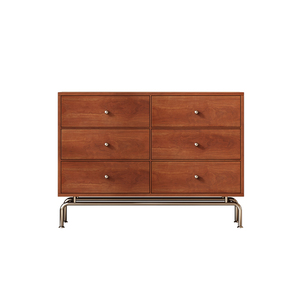 Commode à cinq tiroirs en bois massif de style vintage, armoire de rangement pour chambre à coucher - Product Image 4
