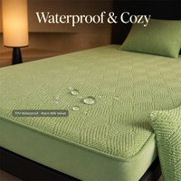 Protège-matelas imperméable en polyester velours laitier jacquard TPU, drap-housse chaud et doux, couvre-lit élastique pour hôtel