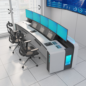 تصميم حديث بإضاءة LED لغرفة مراقبة الكمبيوتر ومعدات التحكم الأمني، أثاث غرفة التحكم / كونسول مع كرسي - Product Image 3