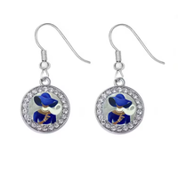 Pendientes de Lágrima con Pedrería de la Hermandad Griega Zeta Phi Beta, Aleación, 3x6cm, Color y Logotipo Personalizados, Joyería para Regalo de Fiesta