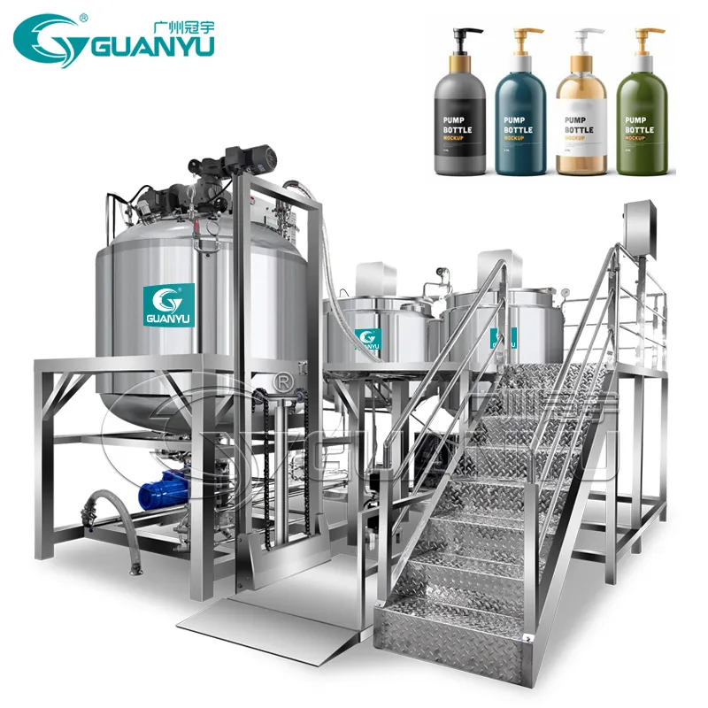 Guanyu 2000l Fixed Mayonnaise Mixing Tank Cheese Ketchup Paste Mixer Homogenizer Face Care Whitening Cream Making Machine