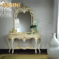 Armoire en feuille d'or française, table de console Antique avec miroir, décoration de hall de villa européenne, armoire de porche