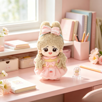 Peluche personnalisée en forme de lapin avec robe rose et nœud, conception OEM ODM, personnalisation d'échantillons, jouet en peluche pour promotion et cadeaux