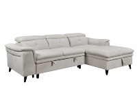 Canapé d'angle moderne de luxe en tissu velours côtelé moelleux pour salon, avec rangement intégré et appuie-tête réglable