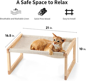 JUNJI-Cama personalizada para perro, Cama grande y transpirable para gatos, hamaca de madera para exteriores, muebles para mascotas - Product Image 2