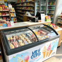 Congélateur coffre multifonctionnel à température unique pour glaces et sucettes glacées, avec portes vitrées supérieures