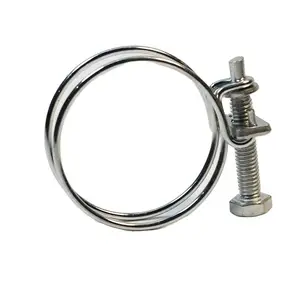 Abrazadera de manguera de alambre doble de alta resistencia SS304 H de alta calidad ajustable con pernos SS/carbono abrazadera de tubo de acero inoxidable pesado