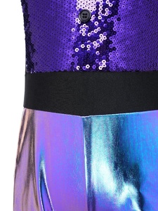 Traje de Discoteca para Niñas, Mono con Lentejuelas, Disfraz de los 70, Pantalones Metálicos Acampanados, Mono sin Mangas para Fiesta, Baile de Jazz, Personalizado para Niños - Product Image 4