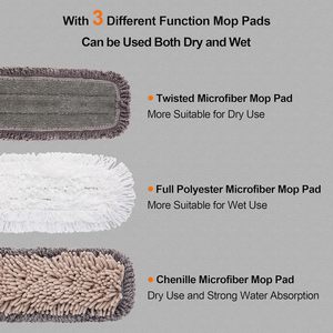 CLEANHOME mocio multifunzione in microfibra 55 \ "impugnatura allungabile 3 tipi di pastiglie lavabili per rastrellamento pavimenti in piastrelle di marmo di legno duro