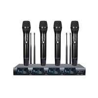 Système de microphone sans fil professionnel UHF 4 canaux XLT-1104B avec micros portables et micros col de cygne pour l'enseignement, les conférences, les églises et les scènes