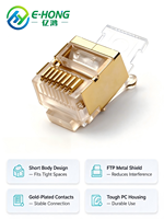 Connecteur modulaire RJ45 8P8C CAT6 FTP à corps court, blindage doré avec support rabattable pour câble réseau blindé CAT6 FTP