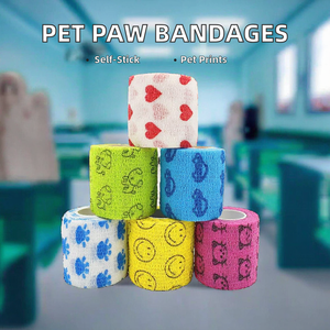 ضمادة ملونة غير منسوجة من الحيوانات الأليفة ذاتية اللصق ومتماسكة مخزنة مع طباعة لطيفة للباو للكلاب - Product Image 3