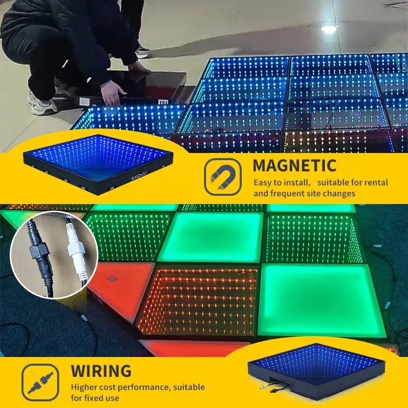 Most popular stage lights tempered glass led dance floor led infinite mirror dance floor for bar wedding disco party decoration