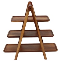 Décoration de table de mariage de luxe, assiettes en bois, plateau en bois, ensemble de plateaux de service, support à gâteau à 3 étages, plateau de service en bois