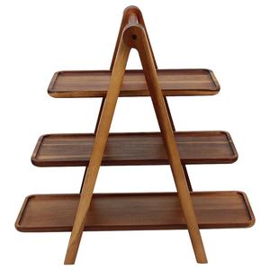 Decoración de mesa de cena de boda de lujo platos de madera plato bandeja de madera juego de bandeja de servicio soporte de pastel de 3 niveles bandeja de servicio de madera - Product Image 5