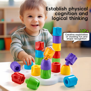 Gioco Educativo per Bambini KS, Blocchi di Costruzione Impilabili Fai-da-Te, <span class=keywords><strong>Puzzle</strong></span> di Forme, Gioco di Ordinamento, Giocattoli Montessori con Pioli in Plastica Robusta - Product Image 3