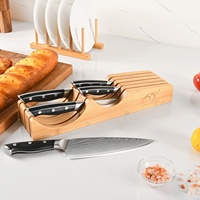 Best-seller Set de 6 couteaux de cuisine en acier Damas VG 10 avec bloc à couteaux en bambou et manche en ABS