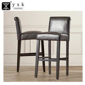 Diseño moderno Patas de madera de haya maciza Tela de terciopelo azul marino Mostrador de Bar Taburete alto Silla - Product Image 4