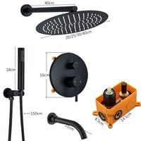 Sistem Pancuran Hujan Matte Black 10 inci dengan Semprotan Genggam, Kit Pancuran Tekanan Tinggi dengan Katup & Trim, OEM untuk Grosir & Proyek