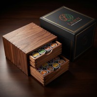 Boîte à capsules de café en bois de luxe Landy à double tiroir, grande capacité, organisateur de dosettes de café, vente en gros, fournisseur d'usine