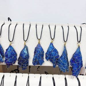 بيع بالجملة قلادة تورمالين أسود طبيعي ريشة الطاووس الأزرق هالة التورمالين - Product Image 4