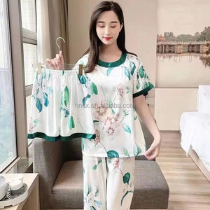 Ensemble pyjama trois pièces pour femmes Cx 1776 <span class=keywords><strong>Tiktok</strong></span>, motif Mickey, été, vente en gros, manches courtes, vêtements de détente en tricot - Product Image 4
