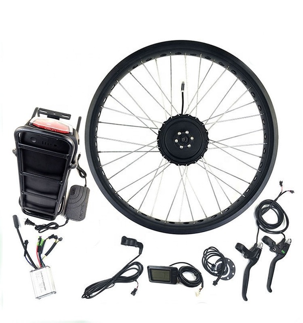48V 750W Electric Bike Motor Kit Ebike Bicycle Accessories Ebike Conversion Kit Dc Motor with Black Rack Battery