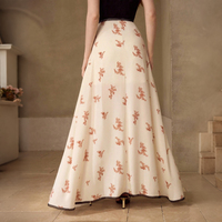 Jupe longue décontractée pour femme, taille empire, à volants, patchwork de dentelle, motif floral, coupe trapèze, lavable, style printemps-été, fourniture directe usine