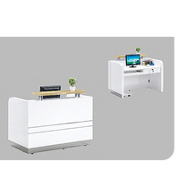 Comptoir de réception moderne en bois pour salon de beauté, bureau d'accueil d'hôpital, noir, petit, de luxe, personnalisation en usine, vente en gros