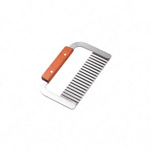 High Quality Stainless Steel Crinkle Knife with Wood Handle <b>for</b> French Fries & <b>Vegetables</b> Potato Chip Cutter & Veggies <b>Chopper</b> - Product Image 1