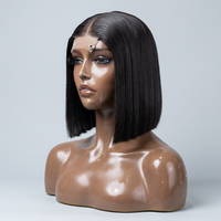 Perruques Bob en Cheveux Humains Double Drawn SDD Pas Chères, Perruques Bob Ultra Lisses en Cheveux Humains, Perruques Frontales en Dentelle HD Sans Colle pour Femmes