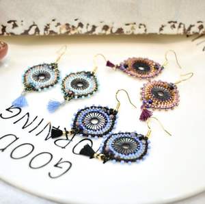 أقراط كلاسيكية بسيطة على الطراز البوهيمي العرقي بتصميم قطرة الماء، مصنوعة يدويًا من خرز ميوكي الأرز، أقراط رائعة - Product Image 2