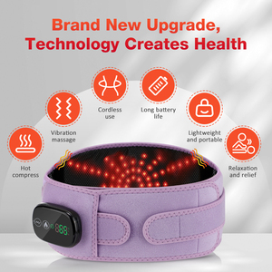 Ceinture de massage dorsale chauffante infrarouge vibrante en néoprène personnalisée et rechargeable avec batterie 5000 mAh noire pour soulager la douleur - Product Image 2