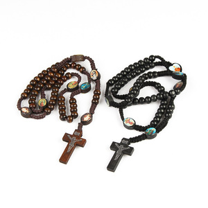 Collana <span class=keywords><strong>Rosario</strong></span> in Legno di Gerusalemme, Gioielli Religiosi Cattolici con Croce e Gesù, <span class=keywords><strong>Rosario</strong></span> Religioso - Product Image 2