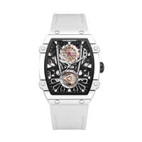Montre à quartz HANBORO pour homme, bracelet en nylon, boîtier tonneau, cadran ajouré, lunette en cristal, style sport urbain 923-2