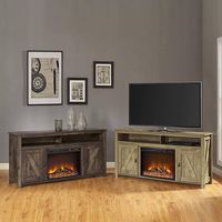 2021 Console TV de cheminée électrique en bois moderne pour téléviseurs jusqu'à 60 "meubles grande unité support de télévision à miroir avec cheminée en blanc