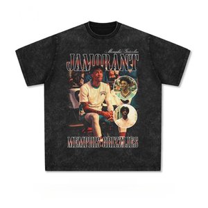 T-shirts décontractés Clarkson Curry pour Irving James Morant, stars du basketball américain, imprimé vintage, manches courtes délavées - Product Image 6