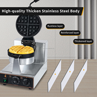Gaufrier belge commercial 1200W gaufre antiadhésive cuisson crêpe acier inoxydable Snack Machine pour le petit déjeuner