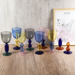 Copa de vidrio de Color creativo, copa de vino tinto en contraste, conjunto ins, copa de vino para el hogar, copa de vidrio de borosilicato de contraste de caramelo