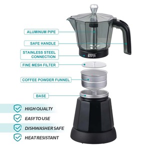 เครื่องชงกาแฟไฟฟ้า Winningstar รุ่น Mocha Pot 6 ถ้วย สีดำ รุ่น ST-6802 - Product Image 4