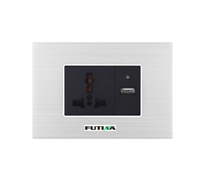 Universal 118 Type Double 3pin Universal Wall Socket With USB Outlet