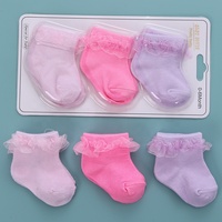 Nouvelle Arrivée Chaussettes Bébé Fille Adorables en Tricot Respirant avec Jolie Dentelle pour Nouveau-né