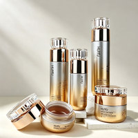 Ensemble de flacons en verre rose or rose pour cosmétiques de luxe, contenants pour soins de la peau avec couvercles et flacons pompe pour lotion