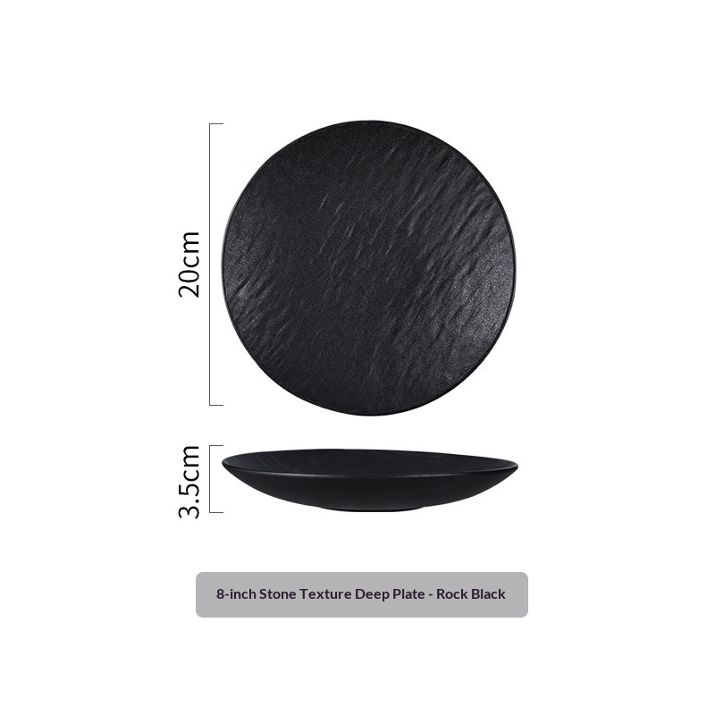 8inch stone pattern deep plate-rock black